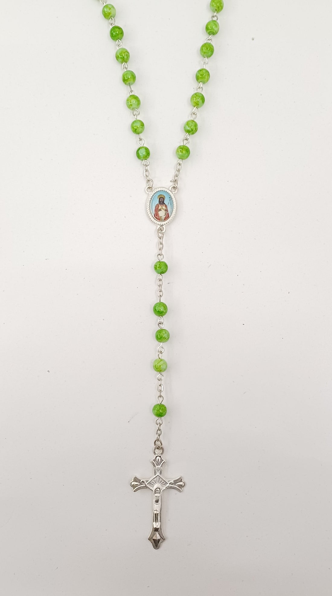 Scatola in latta con corona rosario di San Giovanni  Battista Angri
