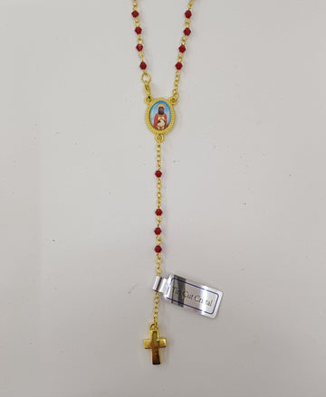 Corona rosario cristalli rossi e catena oro di San Giovanni Battista Angri