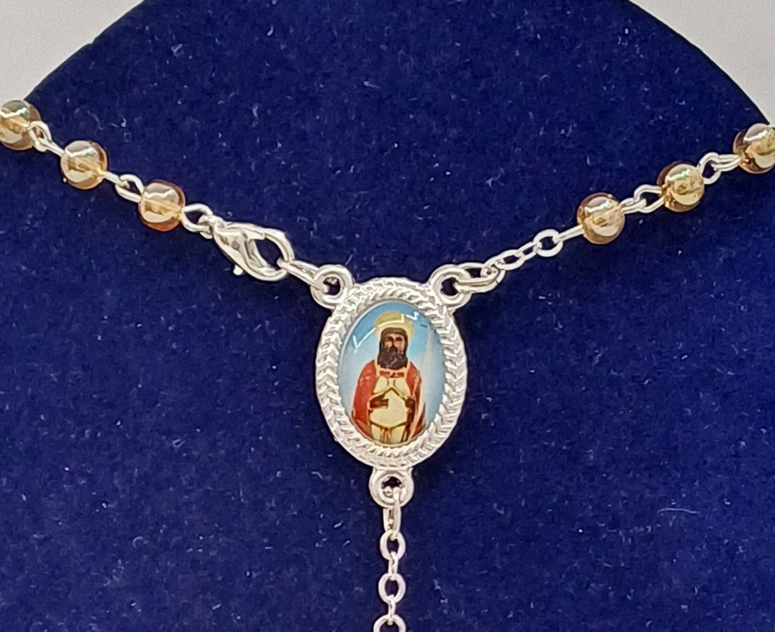 Scatolina quadrifoglio con corona rosario di San Giovanni  Battista Angri