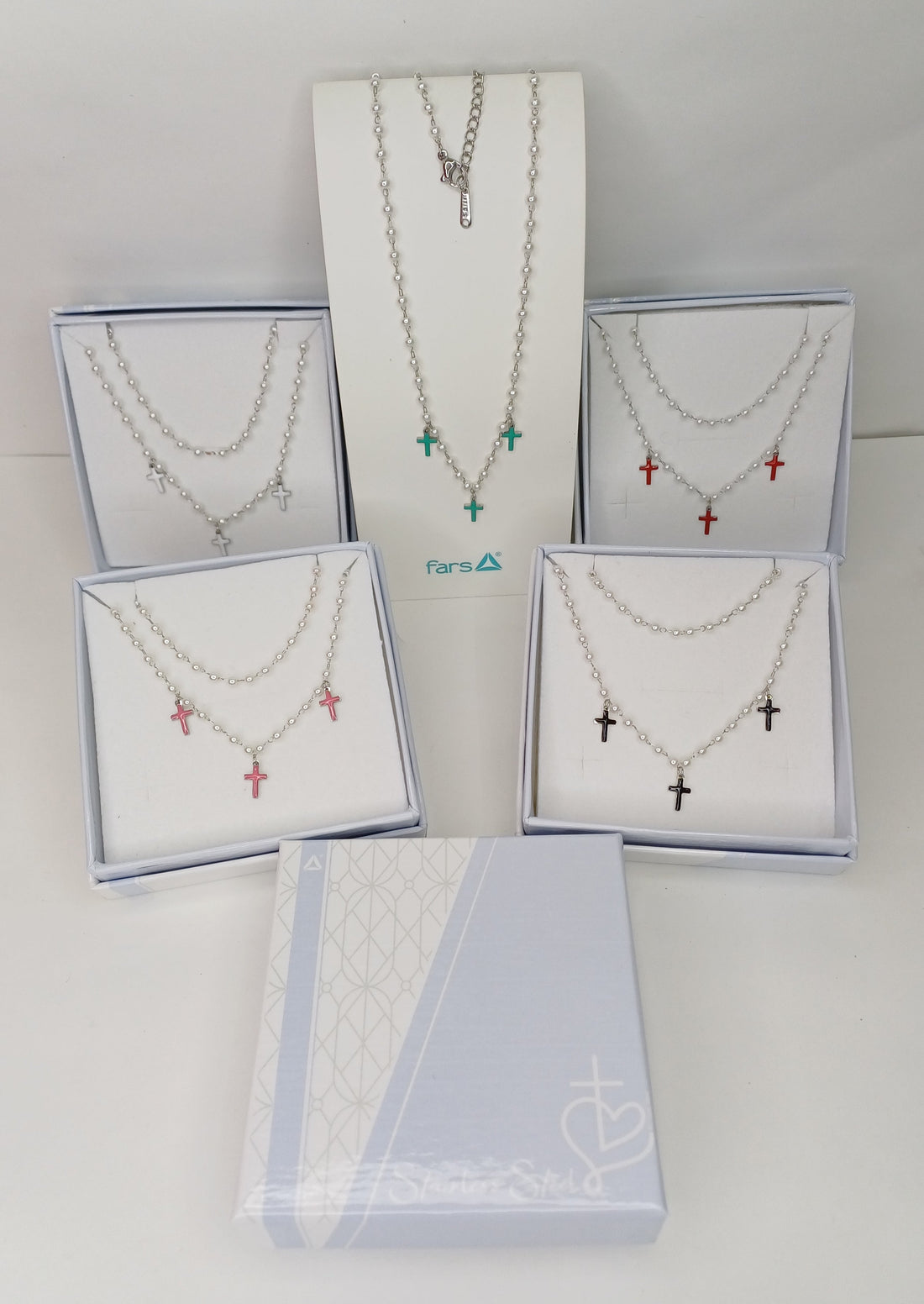 Girocollo perline con crocette smaltate