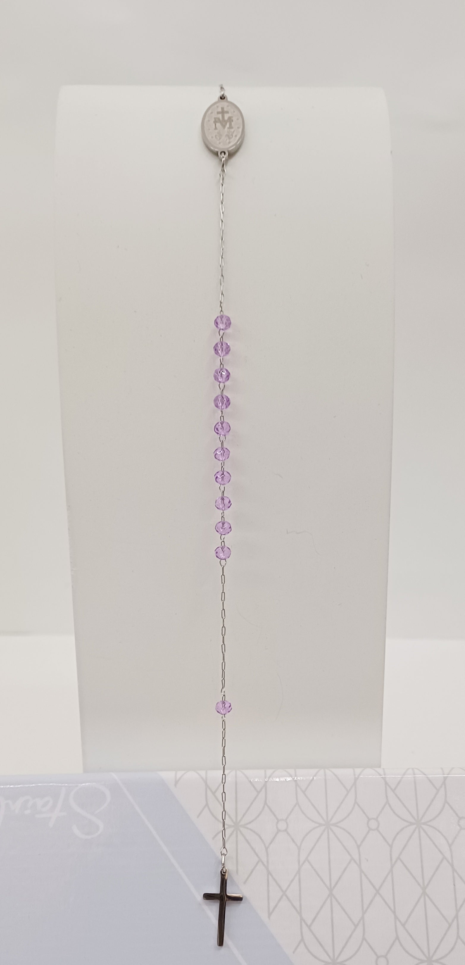 Bracciale rosario acciaio e cristalli