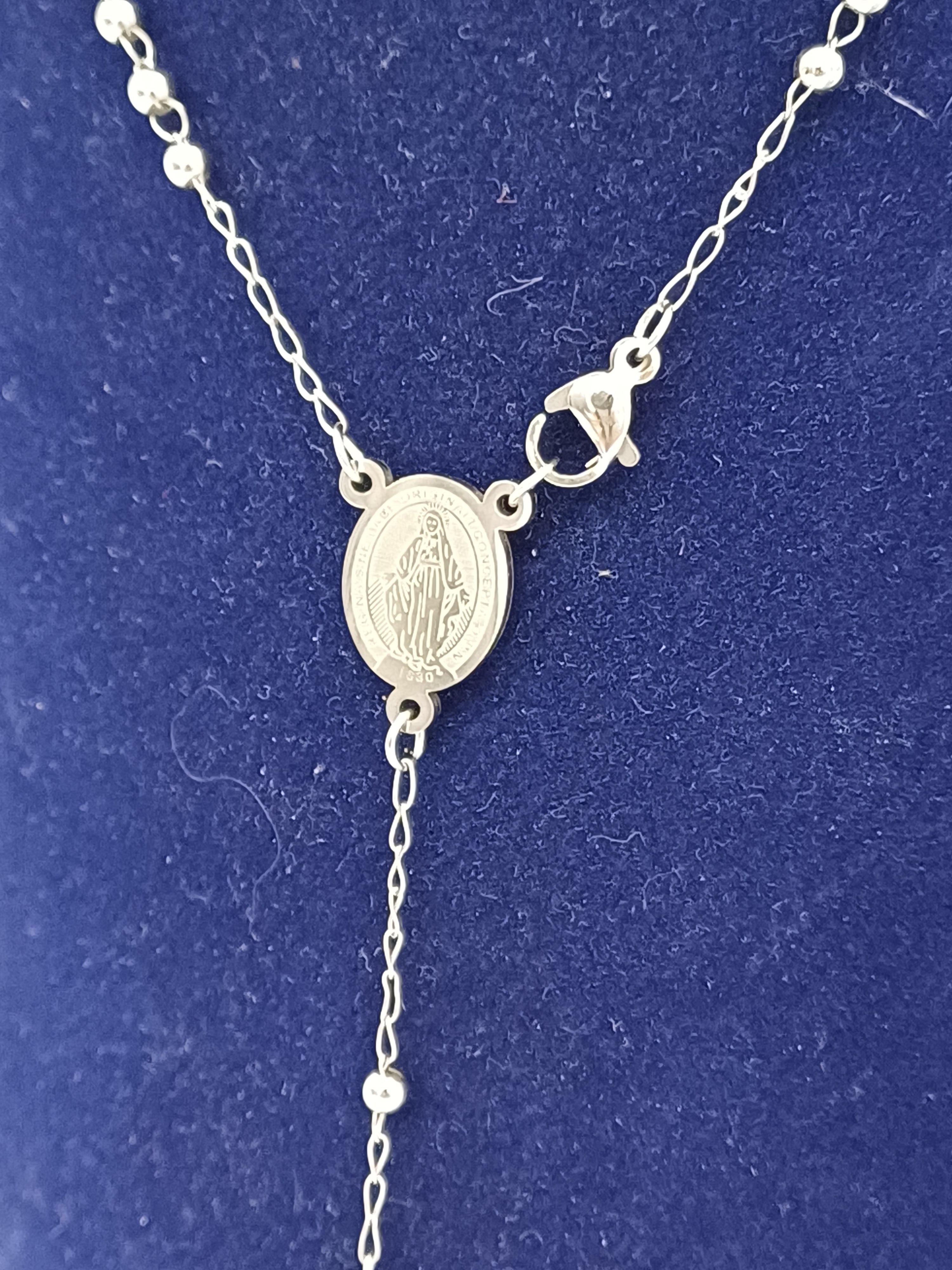 Collana rosario acciaio con medaglia miracolosa