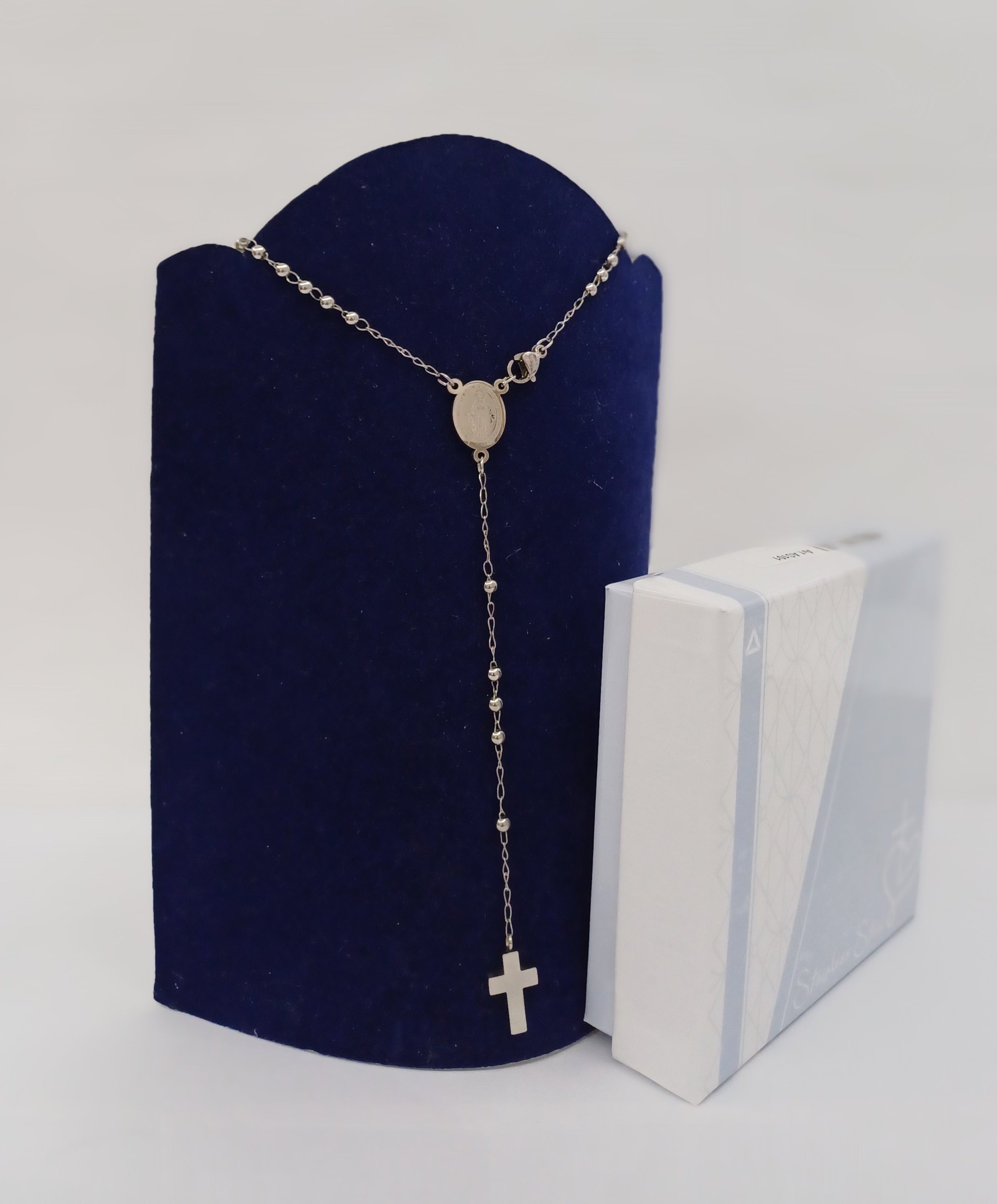 Collana rosario acciaio con medaglia miracolosa