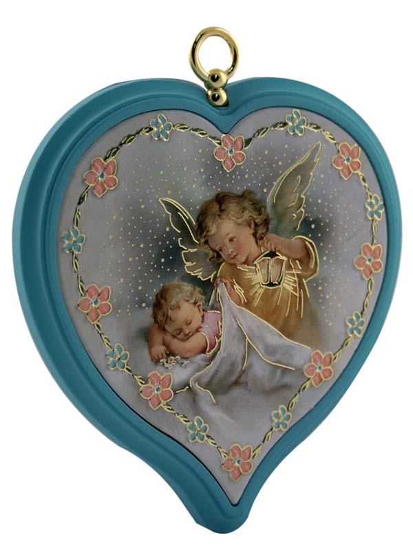 Medaglione culla cuore con Angelo custode