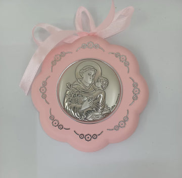 Medaglione culla fiore con Sant'Antonio