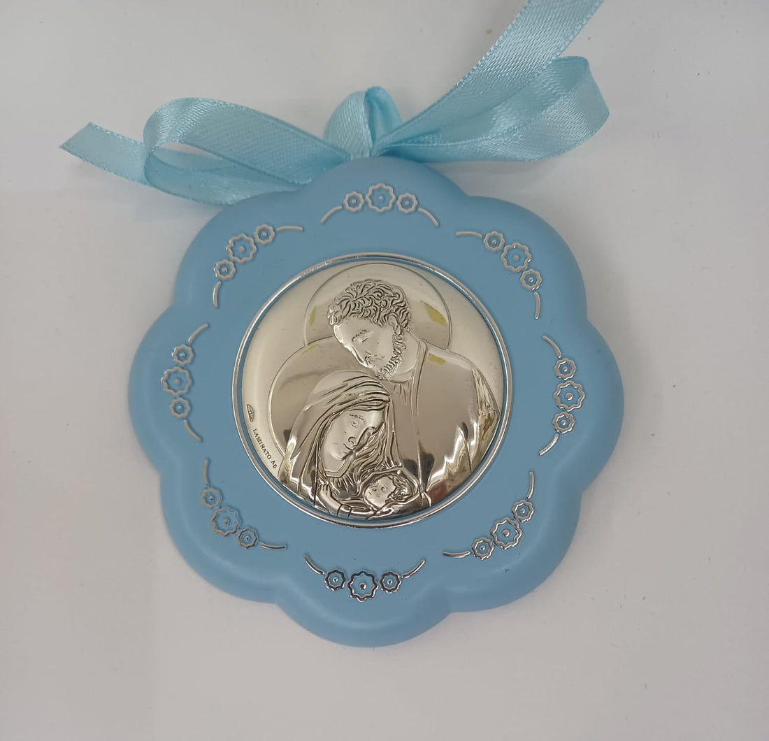 Medaglione culla fiore con Sacra Famiglia