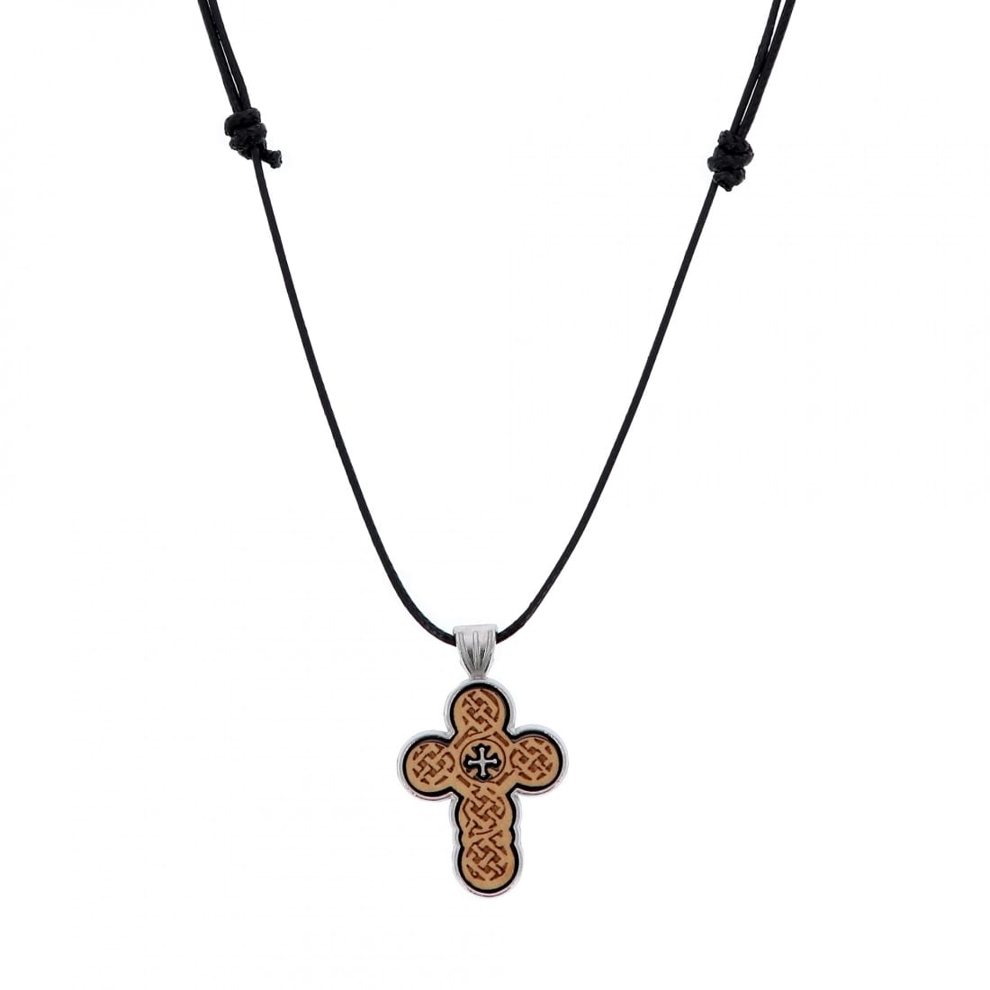 Crocetta collana in legno e metallo