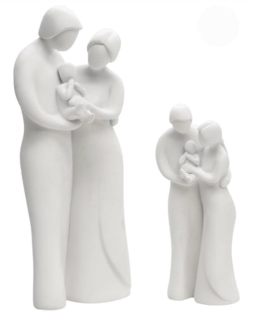 Statuetta famiglia in resina bianca