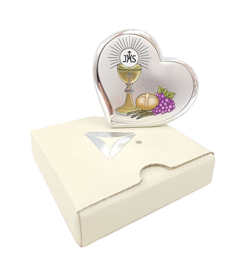 Quadretto cuore in miro-silver prima comunione