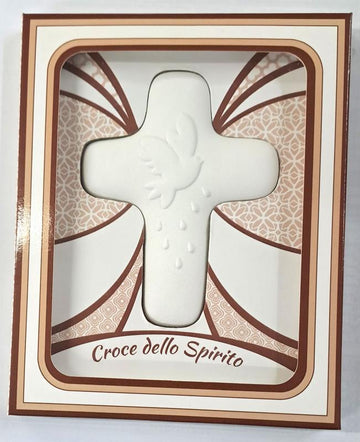 Croce della Cresima in resina bianca