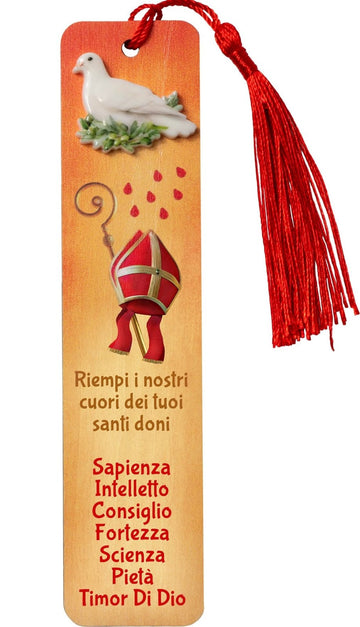 Segnalibro legno Cresima con colomba in rilievo
