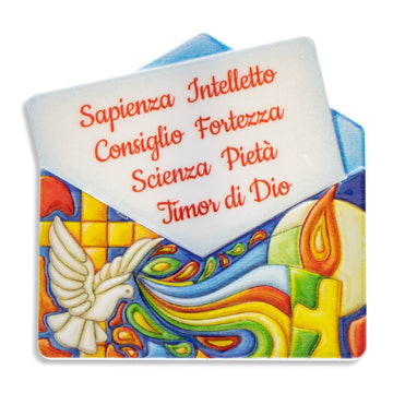 Magnete quadretto sagomato cresima lettera effetto ceramica