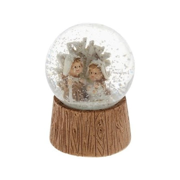 Presepe in sfera di vetro con neve e albero della vita
