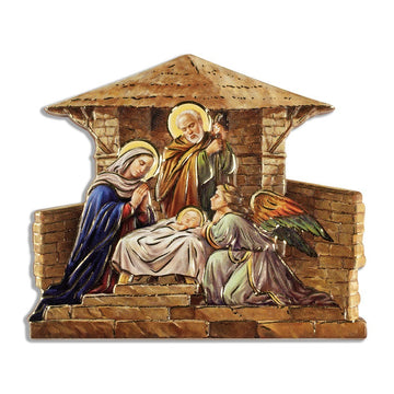 Quadretto Natività in capanna