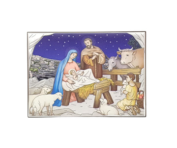 Quadro presepe dettagli in argento 13x18 cm