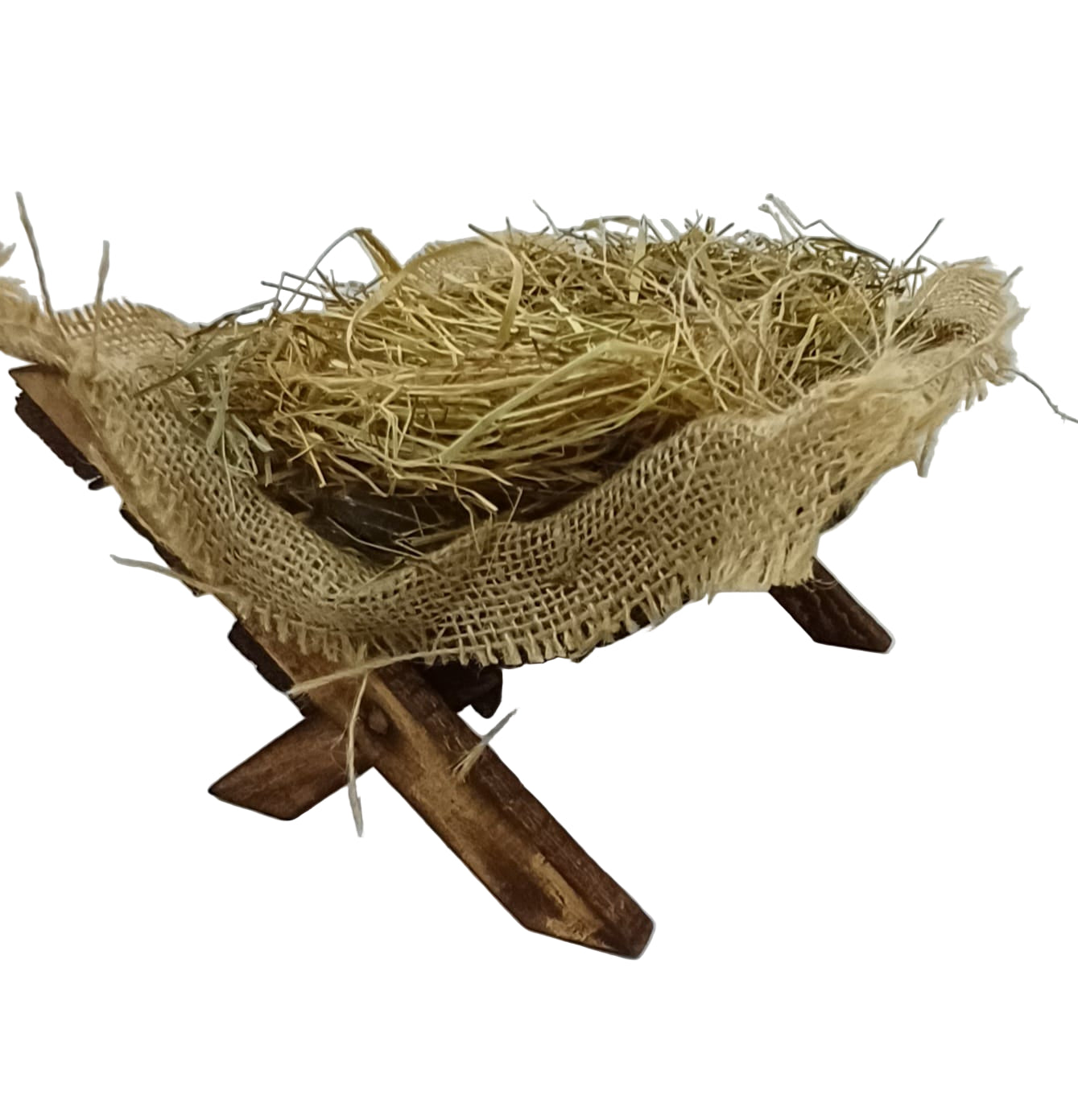 Mangiatoia in legno  e paglia per Bambino Gesù