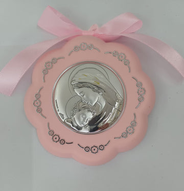 Medaglione culla fiore Madonna con Bambino