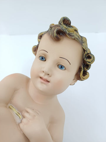 Gesù Bambino in fasce cm 30 con occhi di vetro