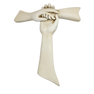 croce delle mani in resina cm 28