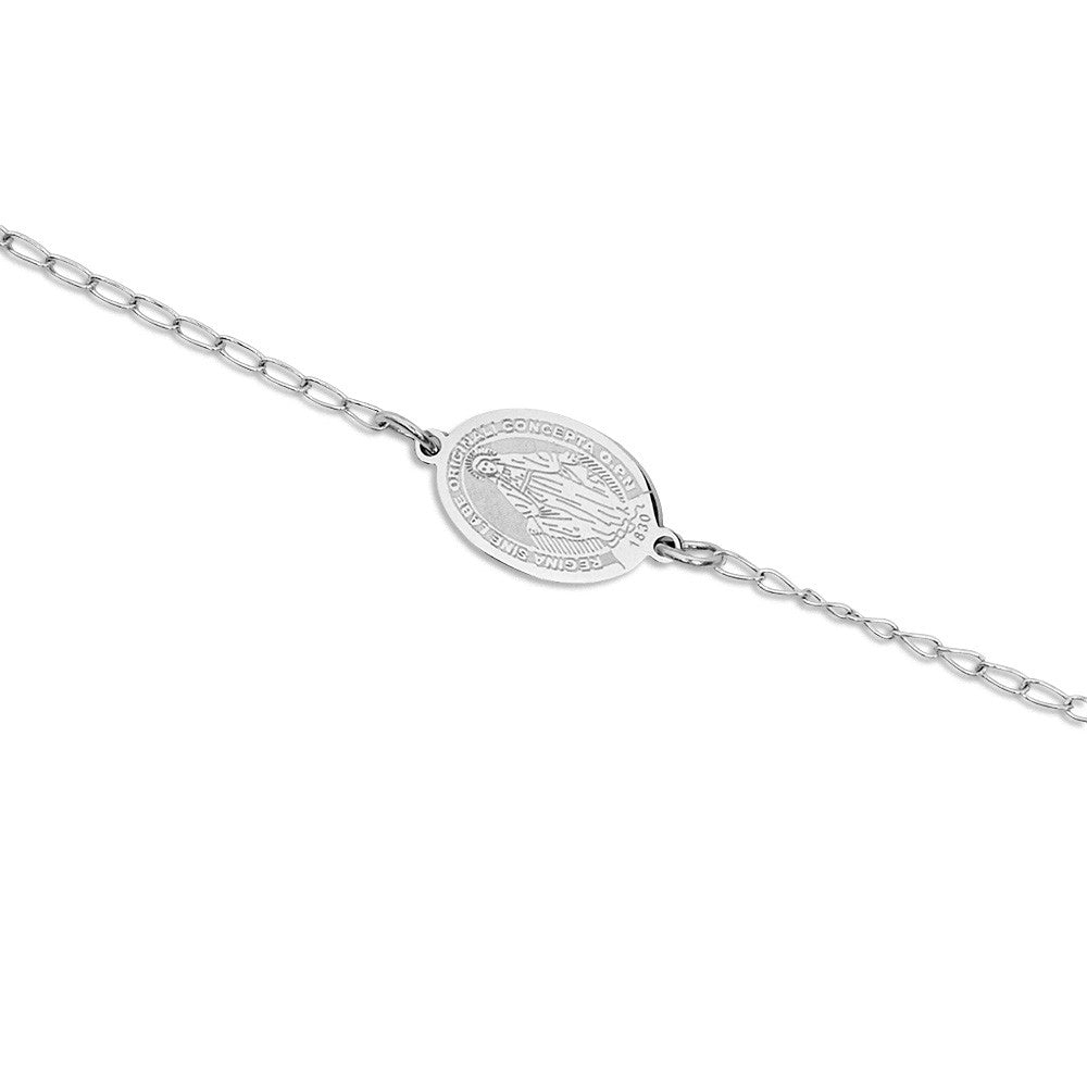 Bracciale acciaio con medaglia miracolosa e croce