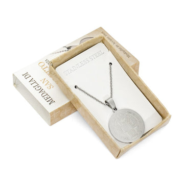 Collana con medaglia San Benedetto in acciaio