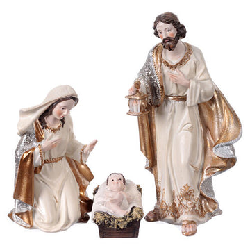 Natività in resina oro e argento 42 cm