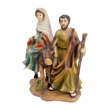 Giuseppe con Maria incinta su asinello cm 18