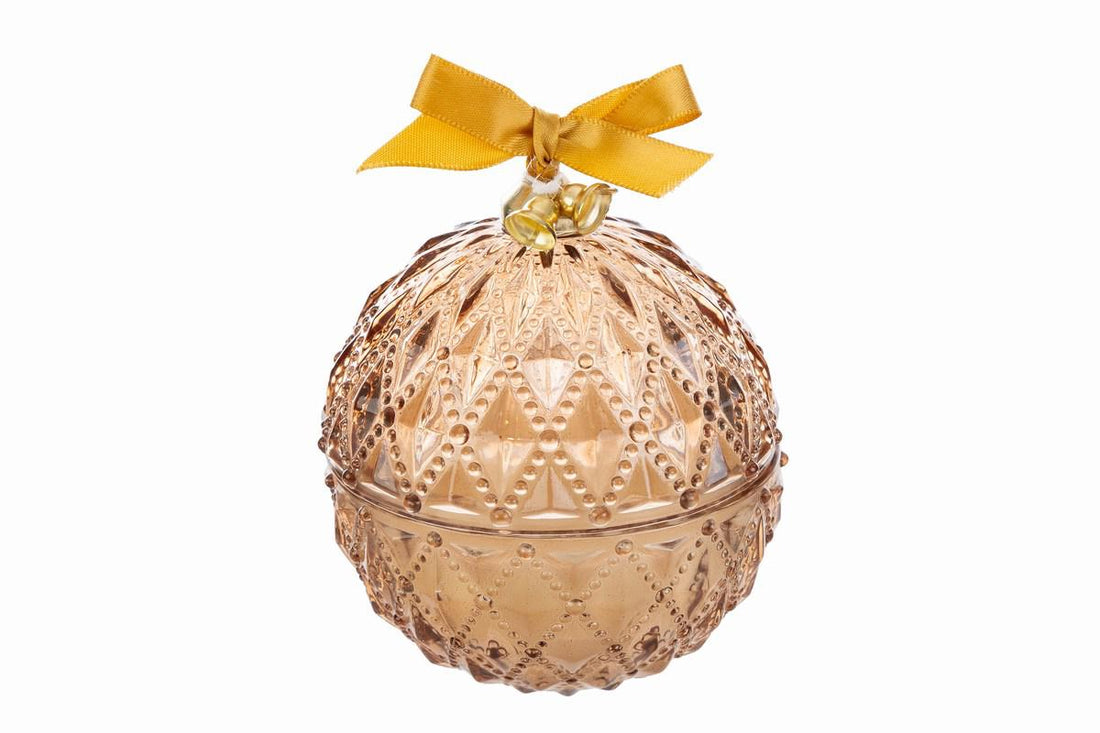 Candela scatola vetro natalizia cm 10