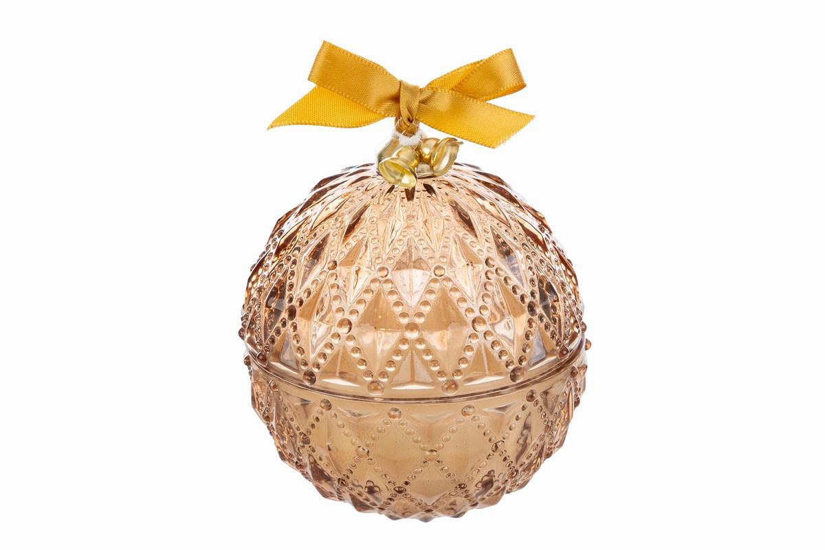 Candela scatola vetro natalizia cm 10