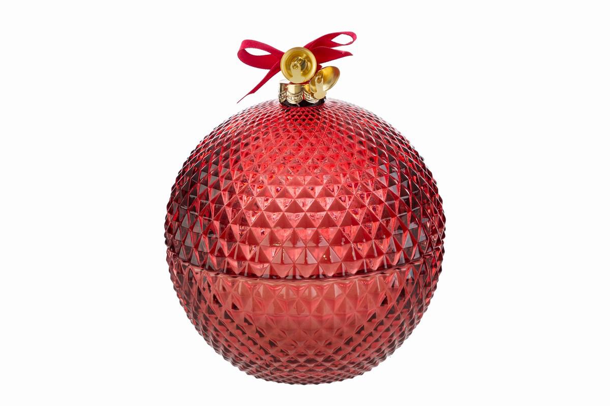 Candela scatola vetro natalizia cm 14