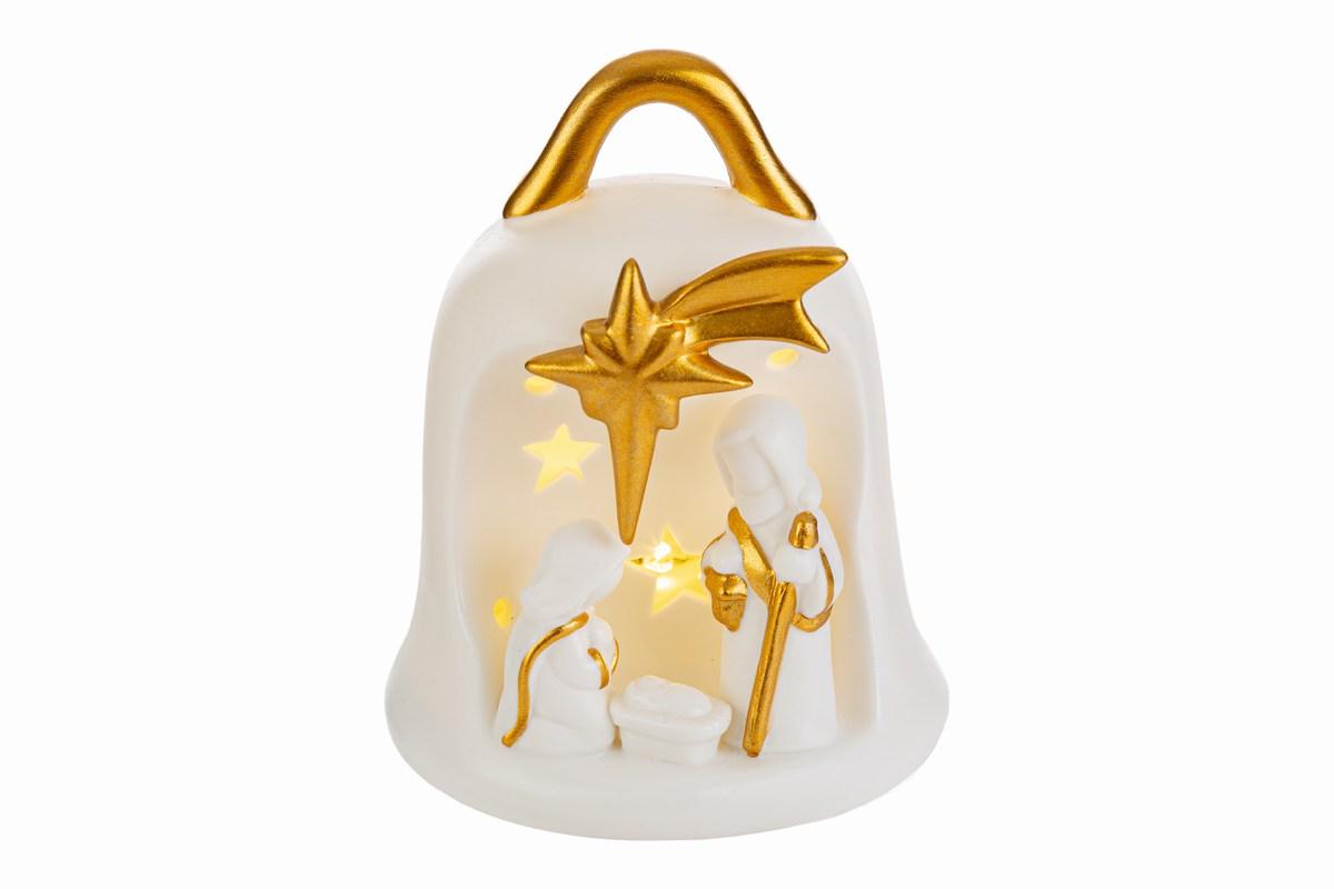 Presepe porcellana led campana cm 13,5