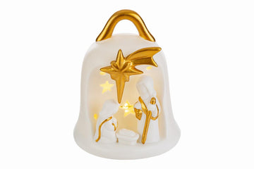 Presepe porcellana led campana cm 13,5