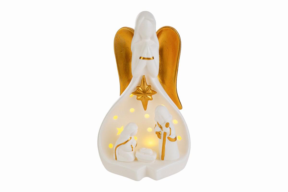 Presepe porcellana led angelo cm 19
