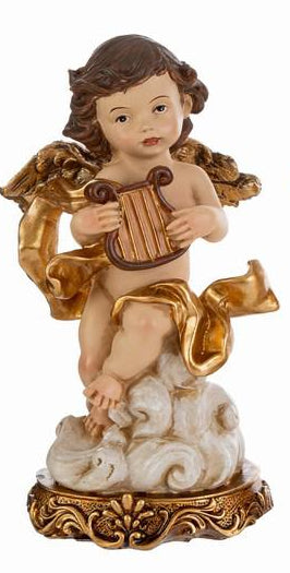 Angelo in resina con strumenti musicali cm 14,5