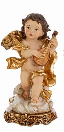 Angelo in resina con strumenti musicali cm 14,5