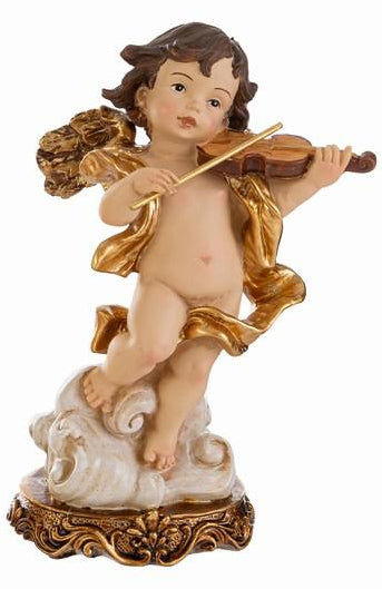 Angelo in resina con strumenti musicali cm 14,5