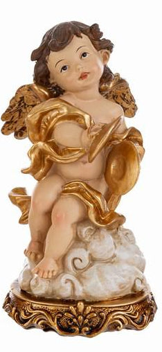 Angelo in resina con strumenti musicali cm 14,5