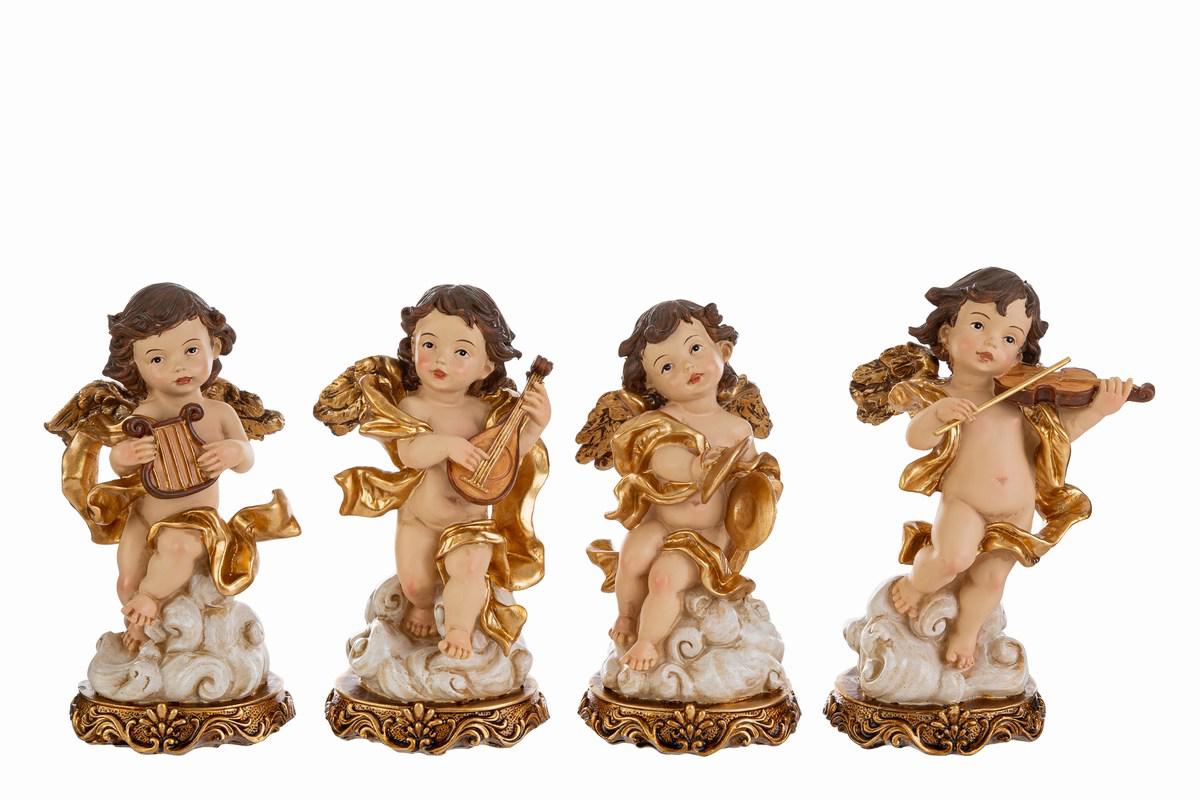 Angelo in resina con strumenti musicali cm 14,5