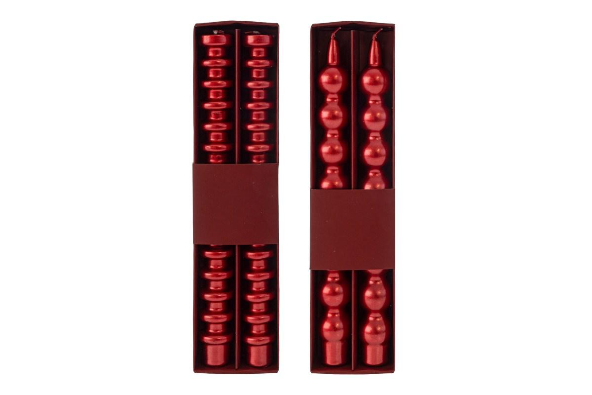 set 2 pezzi candela sagomate rosse