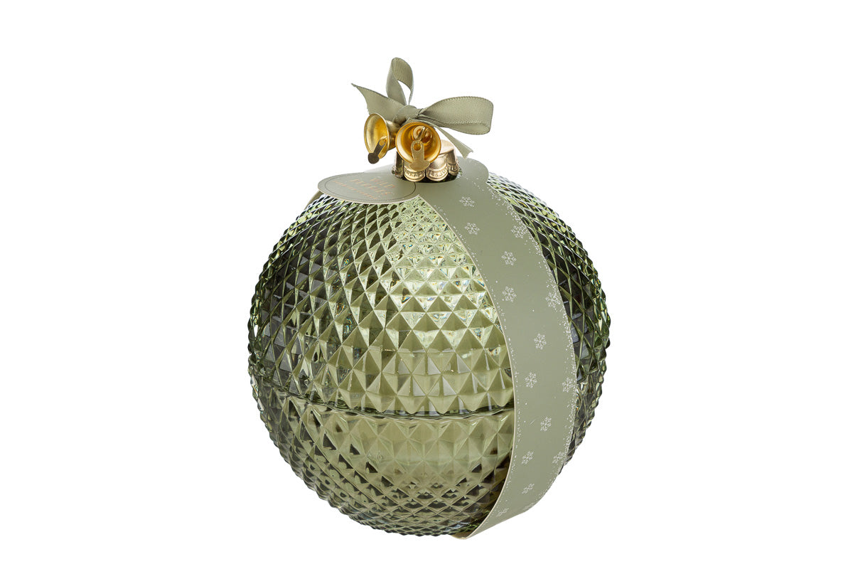 Candela scatola vetro natalizia cm 14