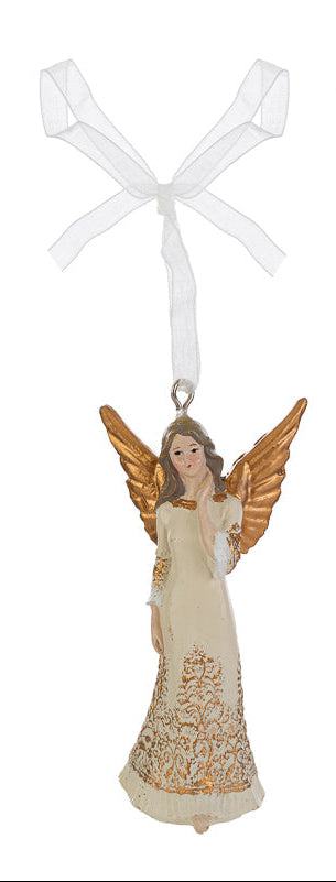 Appendino angelo natalizio panna e oro cm 9