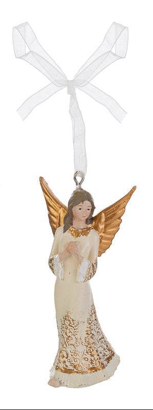 Appendino angelo natalizio panna e oro cm 9