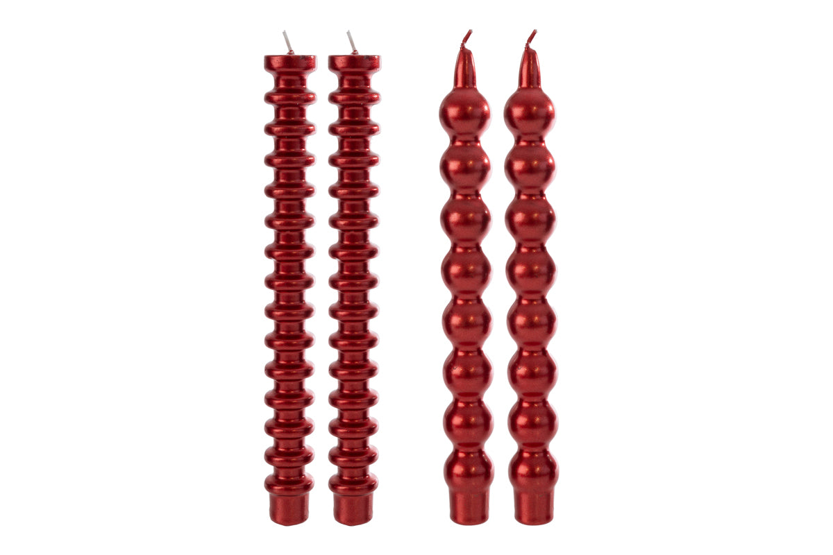 set 2 pezzi candela sagomate rosse