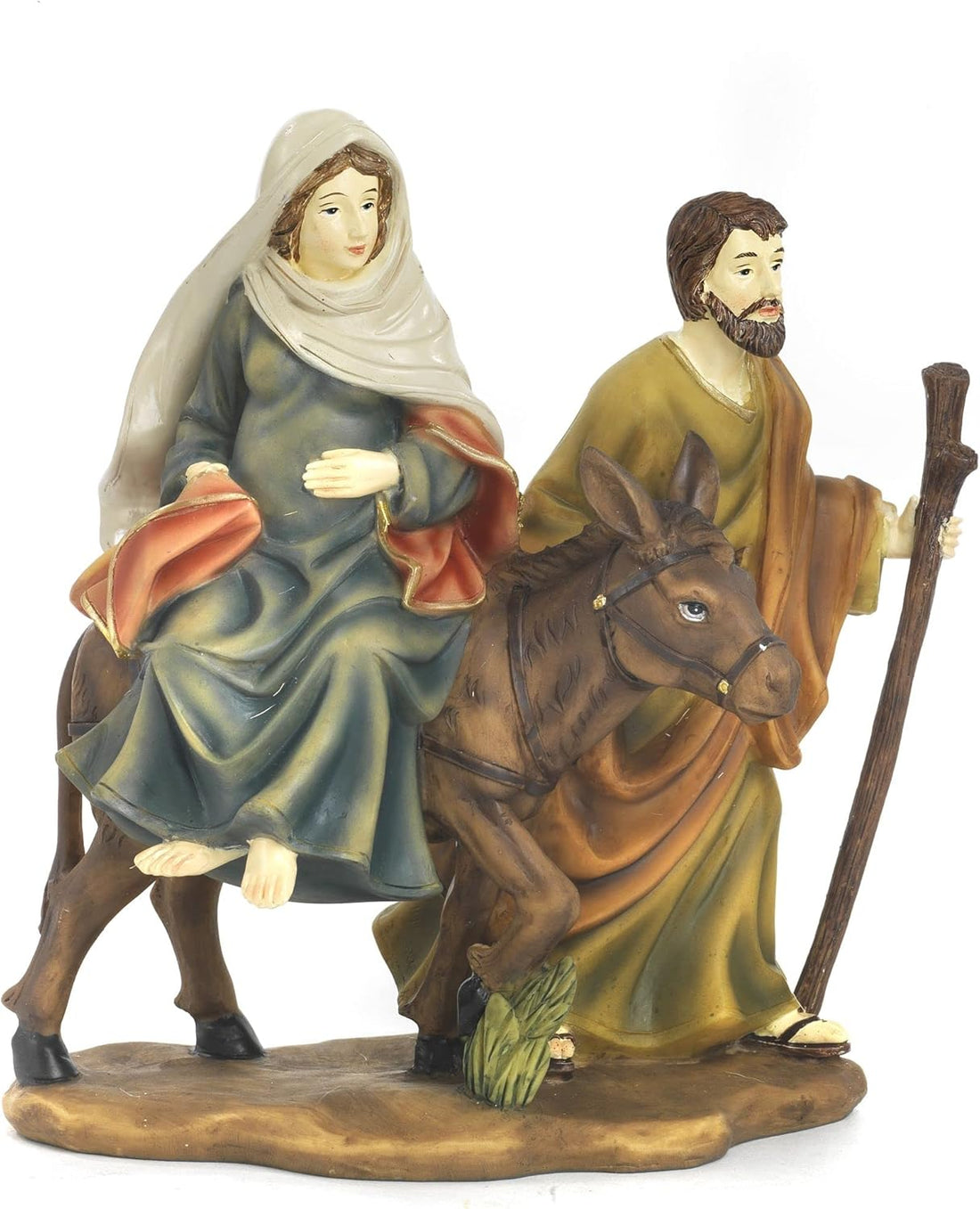 Giuseppe con Maria incinta su asinello cm 18