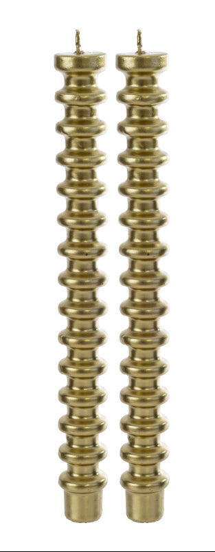 set 2 pezzi candela sagomate oro