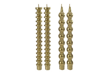 set 2 pezzi candela sagomate oro