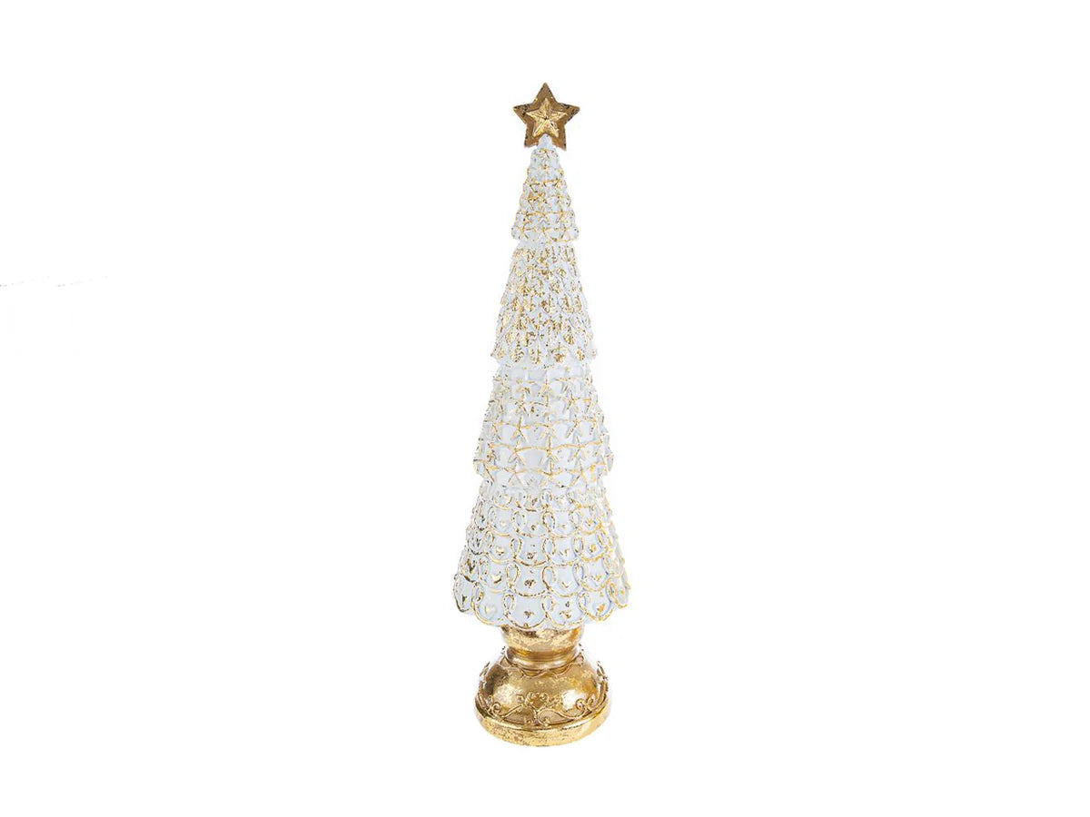 Albero resina bianco e oro cm 39