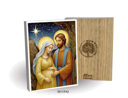Quadretto legno Maria incinta