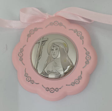 Medaglione culla fiore con Santa Rita da Cascia
