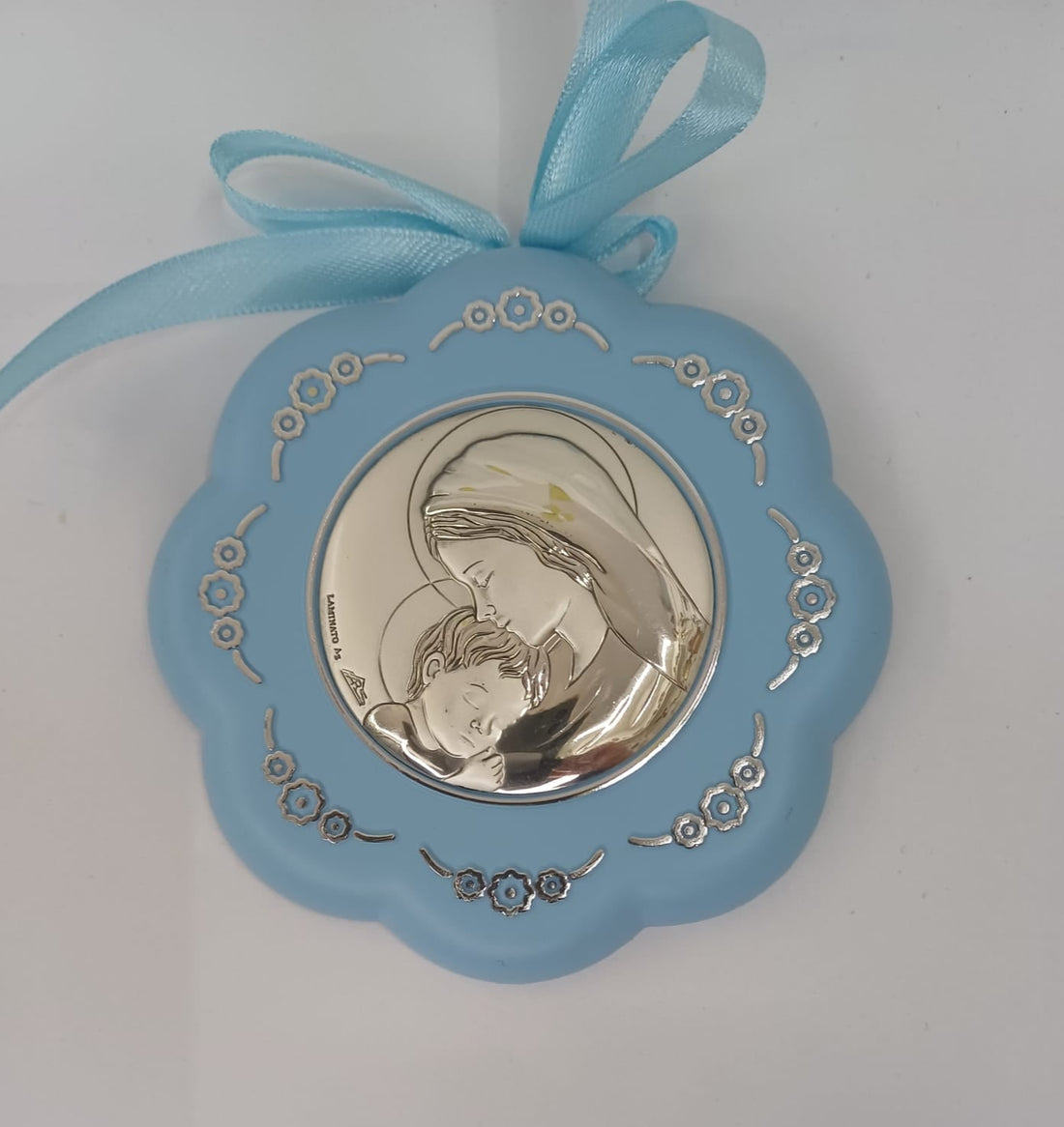 Medaglione culla fiore Madonna con Bambino